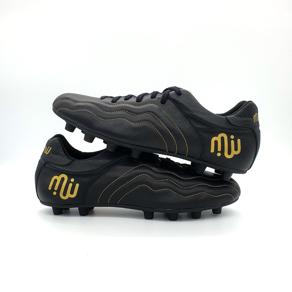 Chaussure de Foot Cuir Noir - Crampons moulés - Modèle Dribble